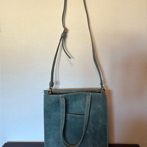 Portland Leather Lola Blue Suede Tote Bag